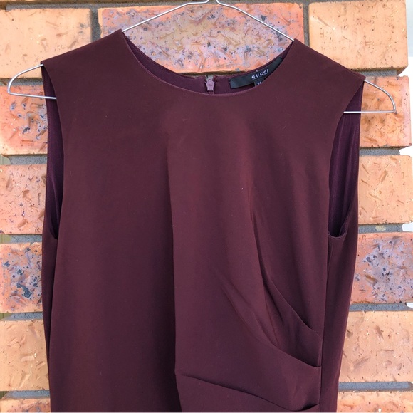 Gucci Burgundy Ruched Side Slim Fitting Short Dress 36 - Picture 13 of 15